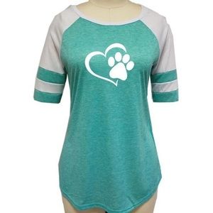Paw Print Dog Lover Baseball Graphic Tee XXL -NWOT